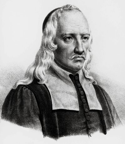 Porträtt av Giovanni Alfonso Borelli (1608-1679), italiensk matematiker, astronom, filosof, fysiolog, gravyr av Unbekannt Unbekannt