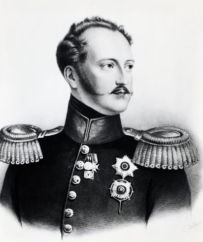 Porträtt av Nicholas I Romanov (1796-1855), tsar av Ryssland från 1825 till 1855, gravyr av Unbekannt Unbekannt