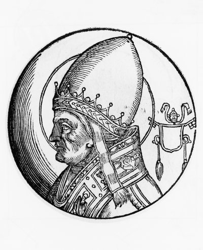 Porträtt av Sankt Bonifatius IV (död 615), 67:e påven av katolska kyrkan från 608, gravyr av Unbekannt Unbekannt