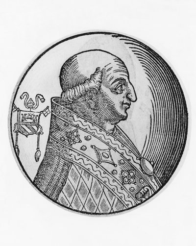 Porträtt av Saint Gregory II (669-731), 89:e påven av katolska kyrkan från 715, gravyr av Unbekannt Unbekannt