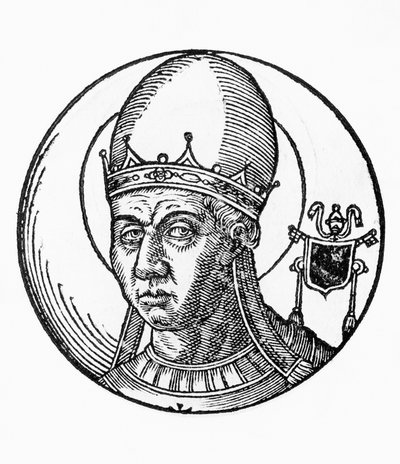 Porträtt av Sankt Zosimus (död 418), 41:e påven av katolska kyrkan från 417, gravyr av Unbekannt Unbekannt