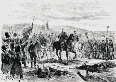 Prins Carol av Rumänien inspekterar trupperna efter det fjärde slaget vid Pleven, rysk-turkiska kriget av Unbekannt Unbekannt