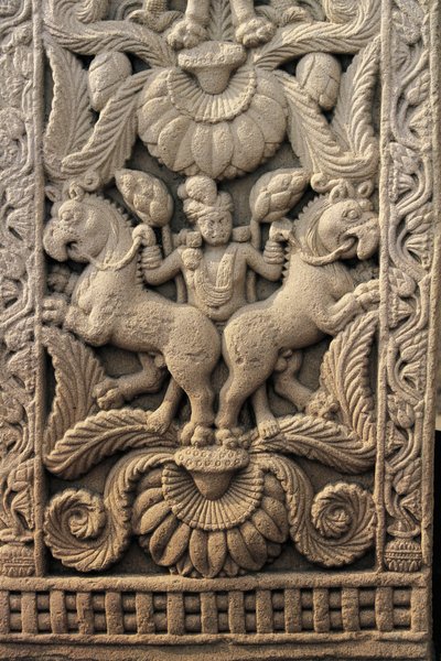 Relief på den västra ingången, Stor stupa, Sanchi (UNESCOs världsarvslista av Unbekannt Unbekannt