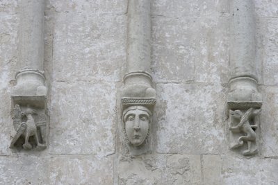 Ryssland, Vladimir, Bogolyubovo. Skulpterade dekorationer av Church of Intercession of Holy Virgin på Nerl River av Unbekannt Unbekannt
