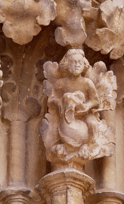 Spanien, Navarra, Ujue, Santa Maria-kyrkan, arkitektonisk detalj av Unbekannt Unbekannt