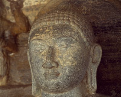 Sri Lanka, Polonnaruwa, detalj av statyn av Buddha av Gal Vihara (UNESCOs världsarvslista av Unbekannt Unbekannt