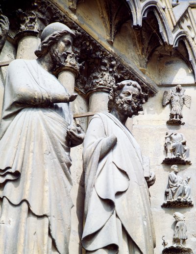 Staty av aposteln, detalj av södra dörren till katedralen Notre-Dame (UNESCOs världsarvslista av Unbekannt Unbekannt