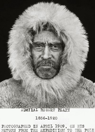 Den amerikanske upptäcktsresanden Robert Edwin Peary (1856-1920) fotograferad i april 1909 när han återvände från sin expedition till Nordpolen av Unbekannt Unbekannt