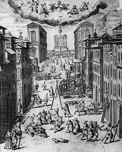 Pesten i Milano 1630, etsning, Italien av Unbekannt Unbekannt
