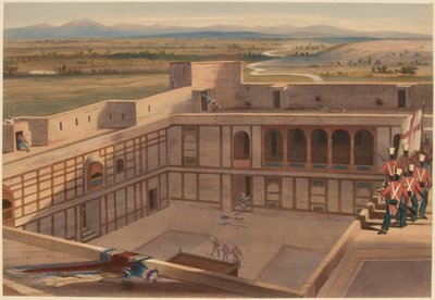 "Storming av Ghuznee. 17:e regt. Entering the Citadel, 23 juli 1839 (färg litho) av Lieutenant Thomas (after) Wingate