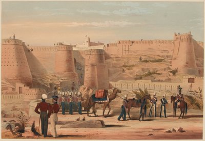 "Storming of Ghuznee: The Morning after the action", 23 juli 1839 (litho i färg) av Lieutenant Thomas (after) Wingate
