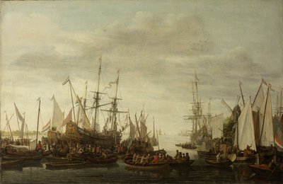En kölhalning, enligt den icke bestyrkta traditionen, av amiral Jan van Nes skeppsdoktor av Lieve Pietersz. Verschuier