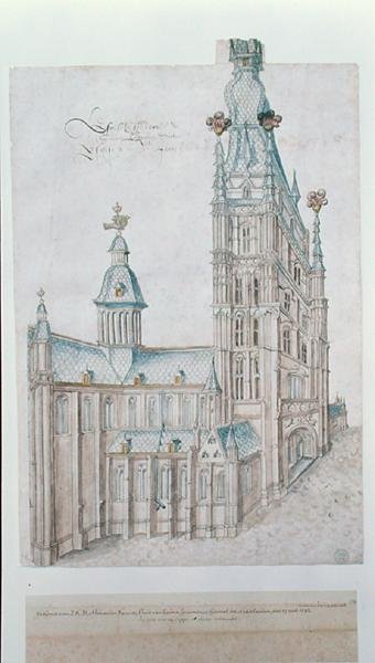 St. Bavo-katedralen (akvarell på papper) av Lieven van der Schelden