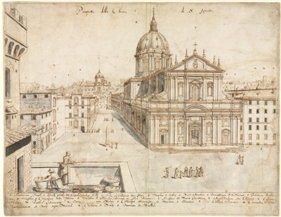 Arton utsikter över Rom: SantIgnazio-kyrkan, 1665. av Lievin Cruyl