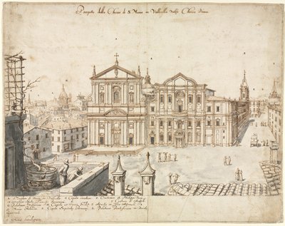 Arton utsikter över Rom: Kyrkan Santa Maria i Vallicella, 1665. av Lievin Cruyl