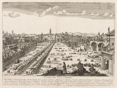 Foro Romano från "View of the Landmarks of the City of Rome" av Lievin Cruyl