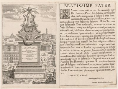 Frontispice från Prospectus Lourum Urbis Romae Insign[ium], 1666. av Lievin Cruyl