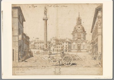 Utsikt över Rom med Trajanus kolumn och S. Maria di Loreto Prospetto della Colonna Traiana (titel på objekt) av Lievin Cruyl