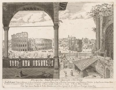 Colosseum of Arco di Costantino från prospektet av Locurum of the City of Rome, 1666. av Lievin Cruyl