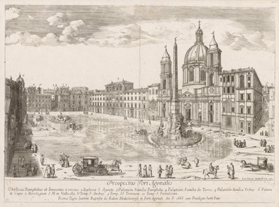 Piazza Navona från prospektet för Lourum i staden Rom, 1666. av Lievin Cruyl