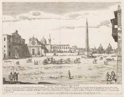 Piazza del Popolo från "View of the Landmarks of the City of Rome" av Lievin Cruyl