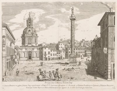 Trajanus kolumn från "View of the Places of the City of Rome Insign[ium] av Lievin Cruyl