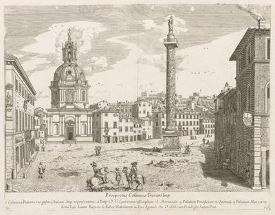 Trajans kolumn från prospekt Lourum Urbis Romae Insignium, 1666 av Lievin Cruyl
