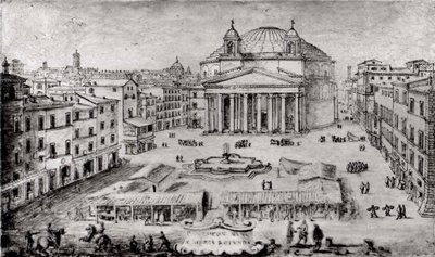 Utsikt över Pantheon, Rom, tidigt 1670-tal. av Lievin Cruyl