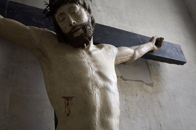 Kristus på korset, detalj (målat trä) av Ligier Richier