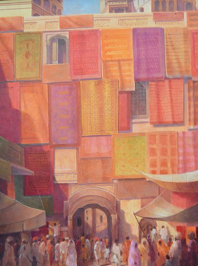 Stadsmur med mattor, Jaisalmer av Lincoln Seligman