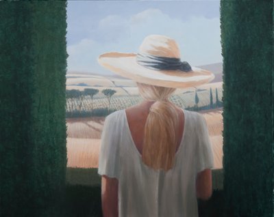 Flicka, bakifrån, Toscana, 2012 (akryl på duk) av Lincoln Seligman