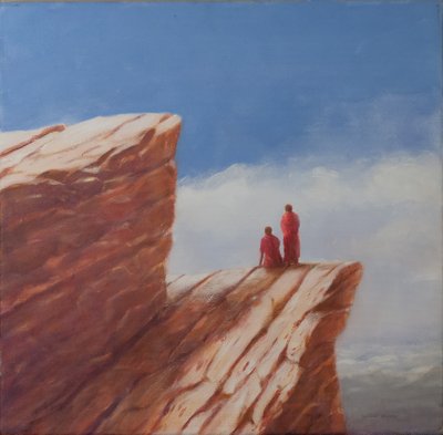 Mountain Walk, Bhutan, 2010 (gouache på duk) av Lincoln Seligman