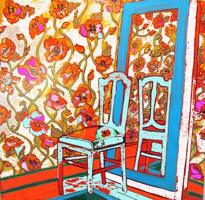 Stol och spegel, 2014 (blandteknik) av linda arthurs