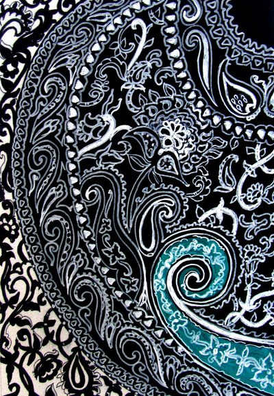 Paisley-studie, 2016 (Bläck på akvarellpapper) av linda arthurs