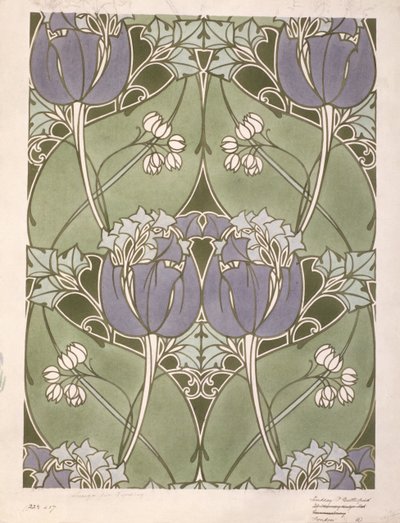 Mönster till en blommig vävd textil, ca 1905 (akvarell på papper) av Lindsay P. Butterfield
