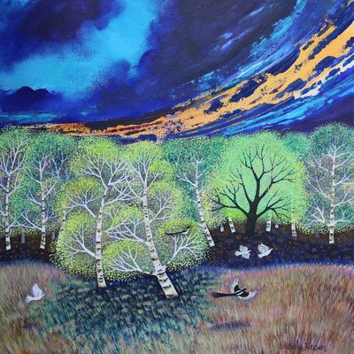 Evening Sky, 2023 (akryl på duk) av Lisa Graa Jensen