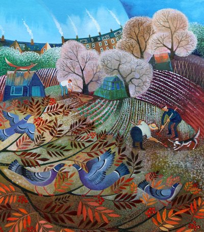 Preparing the Soil, 2022 (akryl på papper) av Lisa Graa Jensen
