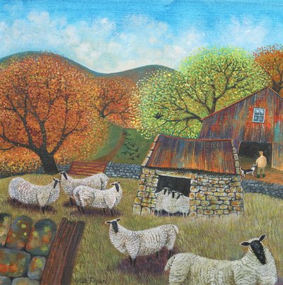 Sheep Hut, 2022 (akryl på linne) av Lisa Graa Jensen