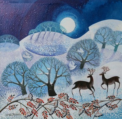 Snowy Land, 2017, (akrylbläck på papper) av Lisa Graa Jensen