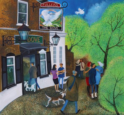 The Dove Pub Hammersmith 2015 (akrylbläck på papper) av Lisa Graa Jensen