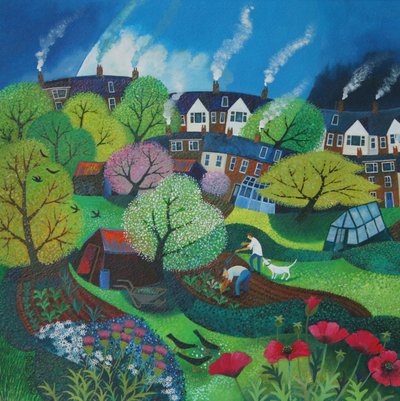 Veggie Patch, 2015, (akrylbläck på papper) av Lisa Graa Jensen
