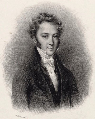 Porträtt av pianisten och kompositören Ignaz Moscheles 1794-1870, ca. 1830. av Lithographie Formentin et C..