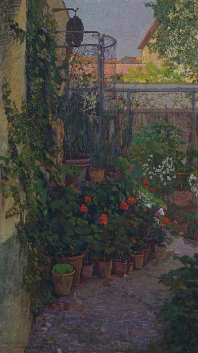 Triptyken eller trädgården i blom (sidopanel) 1907 av Llewelyn Lloyd