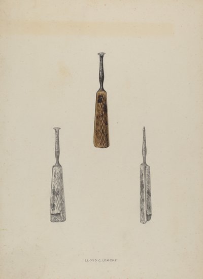 Läderguidemarkör, ca. 1937. av Lloyd Charles Lemcke