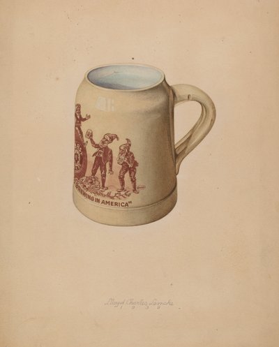 Stengodsmugg för öl, 1939. av Lloyd Charles Lemcke
