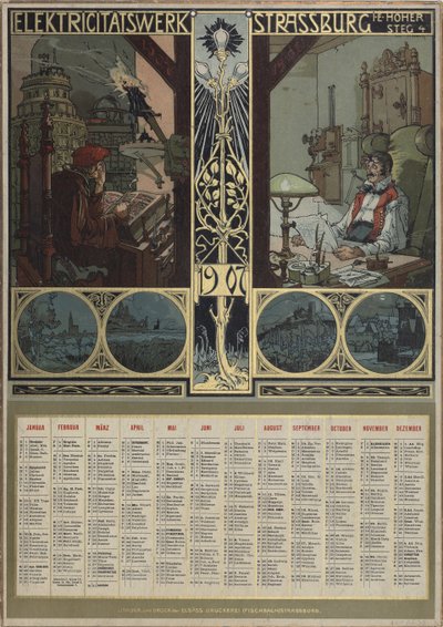 Elverk Strasbourg. Kalender för år 1907, 1906. av Léo Schnug