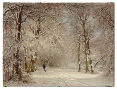 En snötäckt stig på vintern (olja på duk) av Lodewijk Frederik Hendrik (1850 1936) Apol