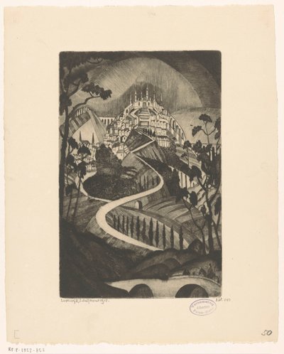 Berg La Montagne (originaltitel på objekt) av Lodewijk Schelfhout (signed by artist)
