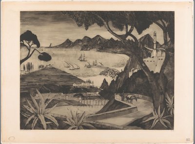 Berglandskap med bukt på Korsika La Corse (originaltitel) av Lodewijk Schelfhout (signed by artist)