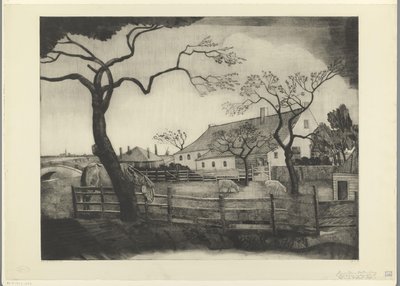 Gård med boskap i Holland Grande ferme Hollandais (originaltitel) av Lodewijk Schelfhout (signed by artist)